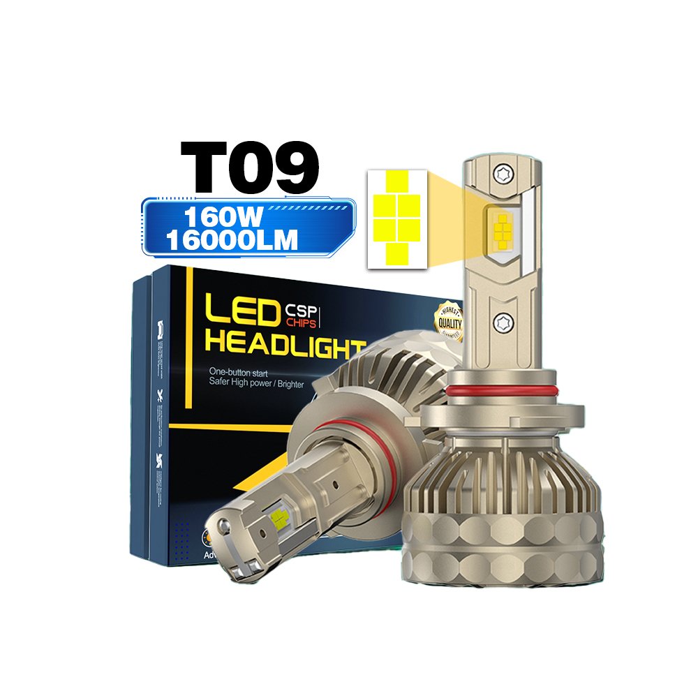 OEM T09 160w 16000LM 3570Chips Three Copper Tubes 9012 9005 9006 H4 H7 H11 Car Automotive Led Headlights Bulb Kits